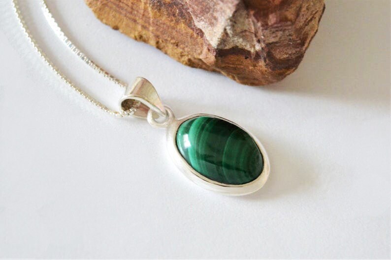Malachite necklace sterling silver petite jewelry wife image 0