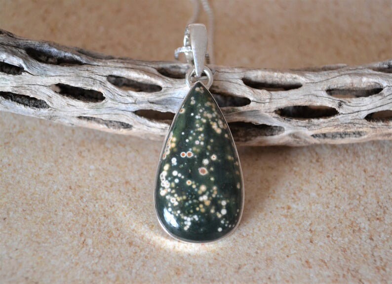 Ocean jasper necklace sterling silver feminine classic image 0