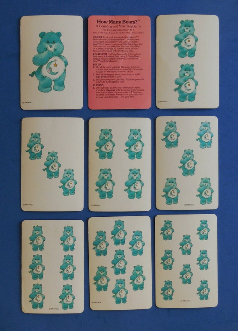1983 Care Bears Childrens Card Game How Many Bears Etsy