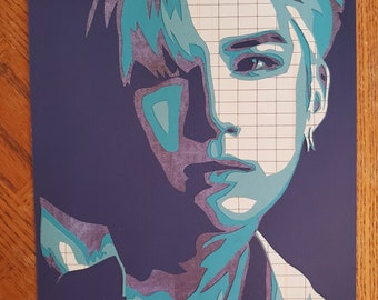 Layered Paper Portrait: Wow in Blue/Teal/Tan