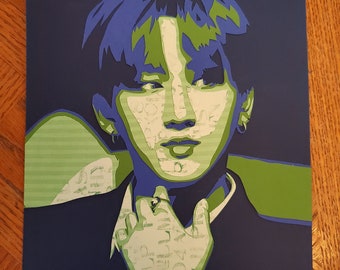 Layered Paper Portrait: Changbin in Blue/Green