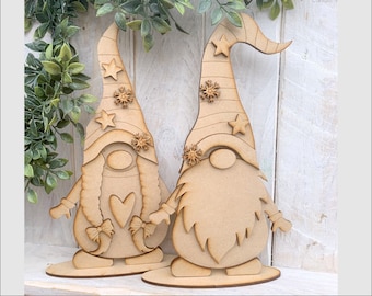 MDF Laser Cut Freestanding 25cm Nordic Gnome Christmas Gnome Boy Girl