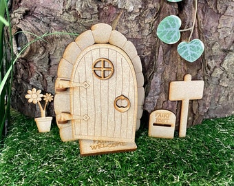 Laser Cut MDF Wooden Opening Fairy Door Craft Kit Fairy Door with Accessories Opening Fairy Door Open CS