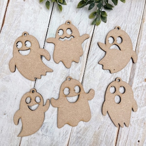 6-pak drewnianych ozdób MDF na Halloween, różne duchy, dekoracje na Halloween, rzemiosło DIY