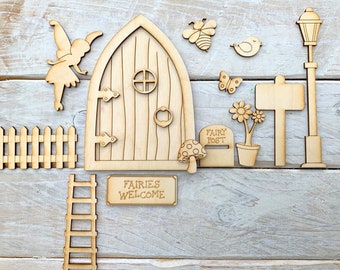 Fairy Door Series Fancy Wooden Fairy Door Wall Decal 10 tall x 5 wide