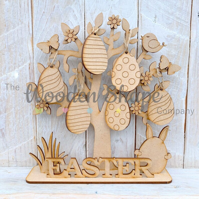 Blank Craft Kit Laser Cut Wooden MDF Easter Tree Decoration Flat Packed DIY image 4