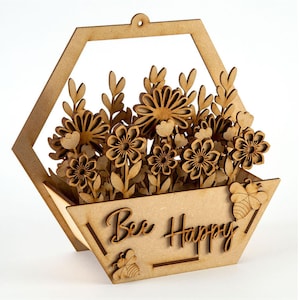 DIY MDF Blumentopf | Blumentopf selber machen | Lasergeschnittene Holzblumen | Bastelset | Hexagon Übertopf