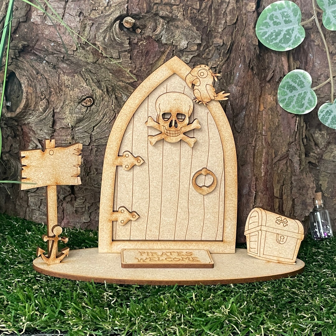 Laser Cut MDF Wooden Easter Fairy Door Craft Kit With Accessories Stand ...