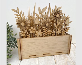 Pot de fleur bricolage en MDF stratifié 3D, fabrication de votre propre pot de fleur, jardinière de fenêtre de fleurs, kit de bricolage en MDF