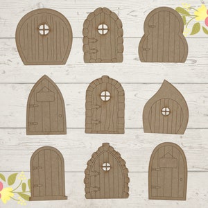 5 Pack MDF Laser Cut Wooden Fairy Doors Craft Kit Blank Wooden Shapes DOORS VOL 1
