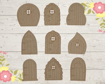 5 Pack MDF Laser Cut Wooden Fairy Doors Craft Kit Blank Wooden Shapes DOORS VOL 1
