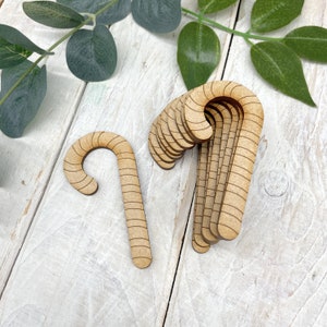 Adornos de MDF de Navidad Forma artesanal, Bastón de caramelo de Navidad de decoración de bricolaje en blanco de madera