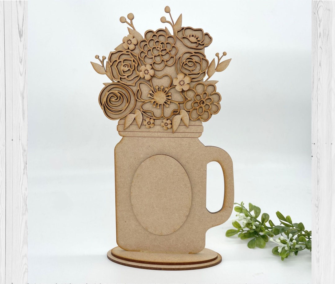 Mdf Layered Design DIY 3D Layered MDF Craft Kit, Make Your Own Flower Mason Jar, Wooden ...