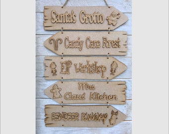 Blank Craft Kit Laser Cut Wooden MDF North Pole Direction Sign