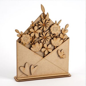 DIY 3D Layered MDF Blumentopf, Machen Sie Ihren eigenen Blumentopf, Umschlag Blumen, MDF Bastelset diy, Holz Umschlag Blumen