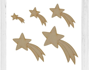 Space MDF Embellishments Craft Shape, Wood Blank DIY Decoration Space Theme Wooden Shapes Shooting Star