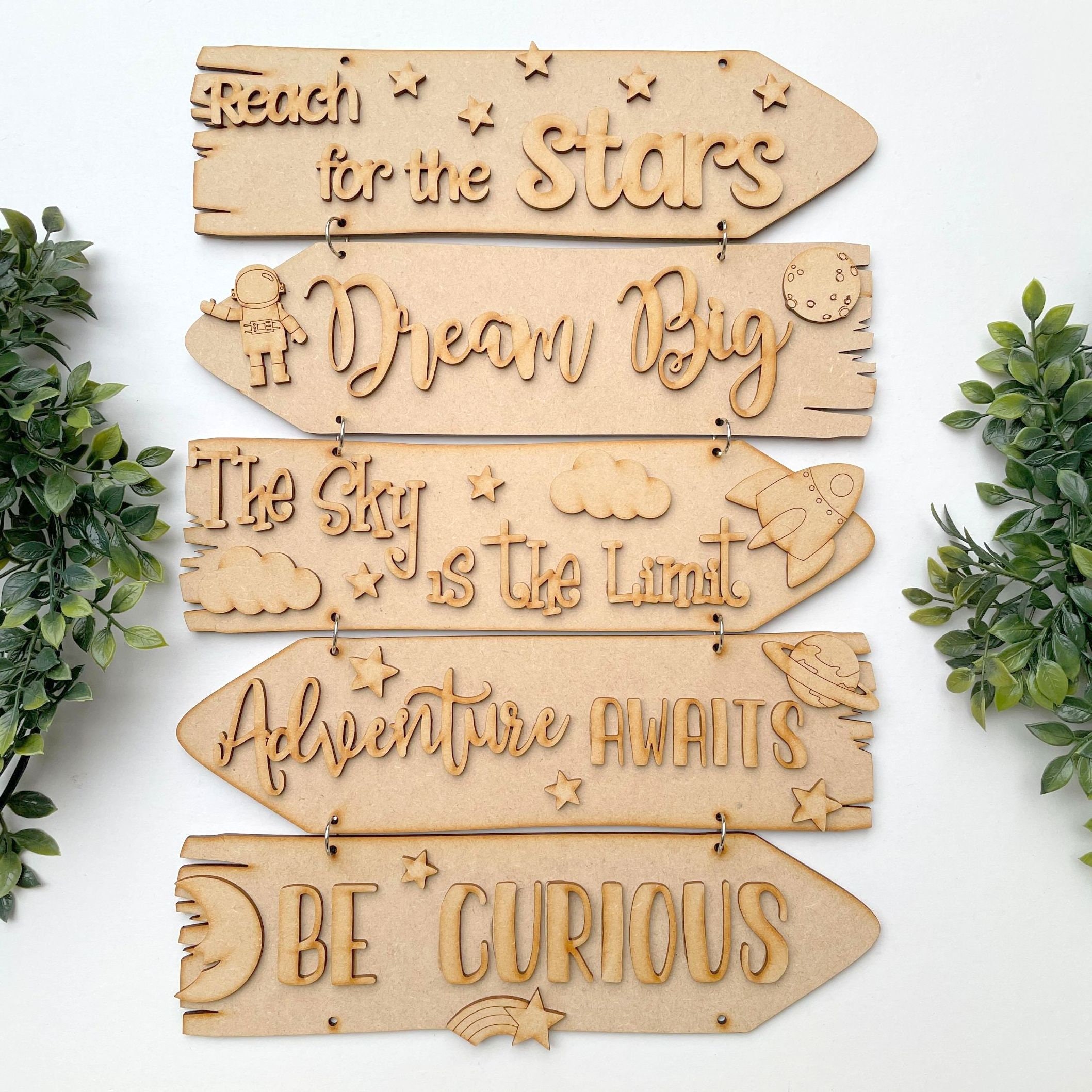 Blank Craft Kit Laser Cut Wooden MDF Direction Sign Theme Room Sign ...
