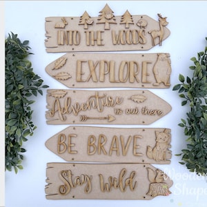 Blank Craft Kit Laser Cut Wooden MDF Direction Sign Theme Room Door Sign Woodland Theme Room Sign
