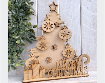 Blank Craft Kit Laser Cut Wooden MDF Christmas Tree Decoration Flat Packed DIY TREE
