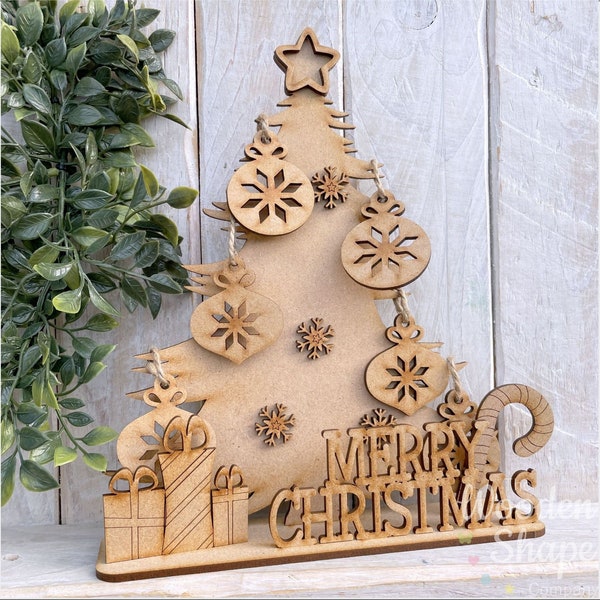 Blank Craft Kit Laser Cut Wooden MDF Christmas Tree Decoration Flat Packed DIY TREE