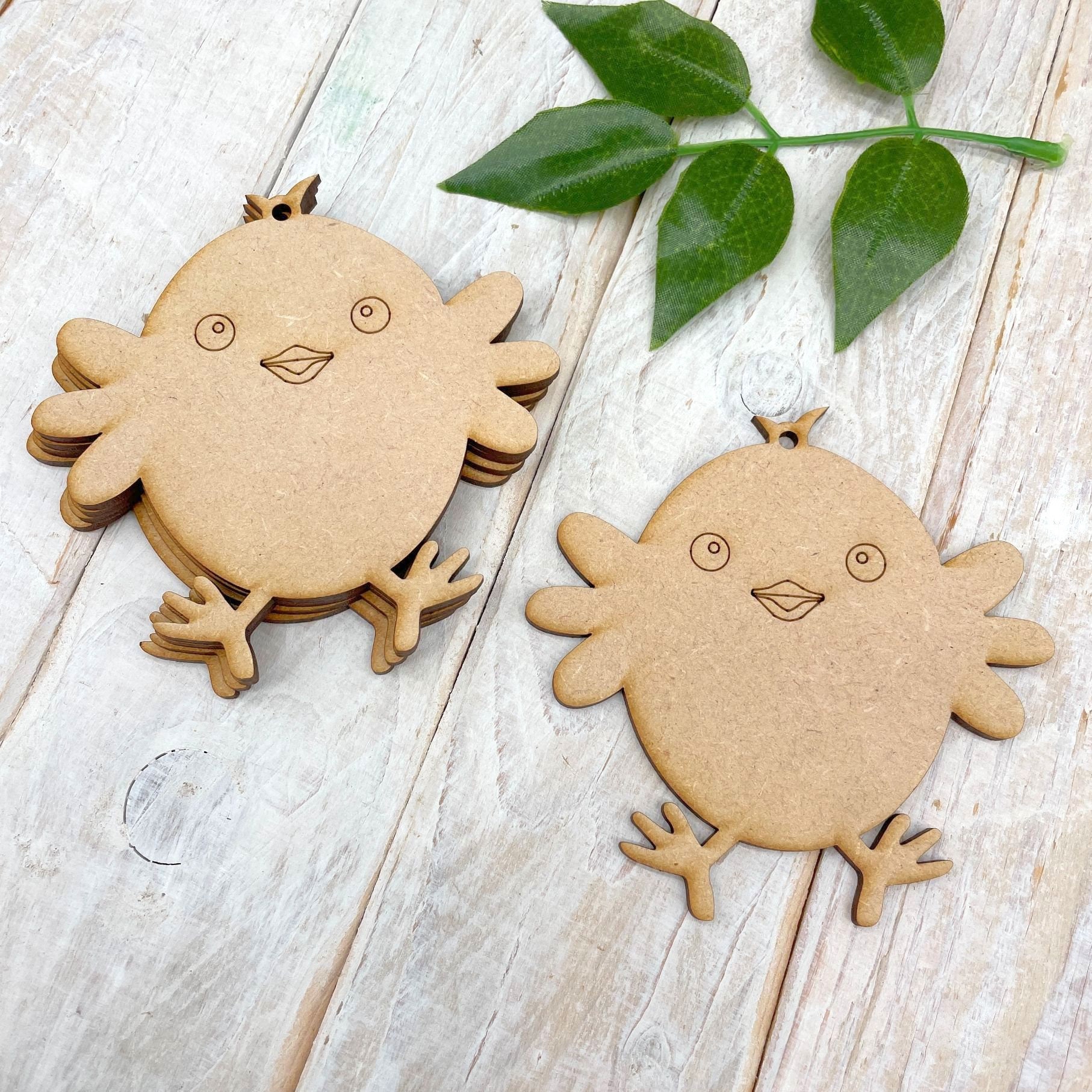 DIY MDF Craft Shapes, Wooden Embellishments, Blank Tags, Laser Cut Shapes, Easter Decorations 10cm 5 Pack Chick 2
