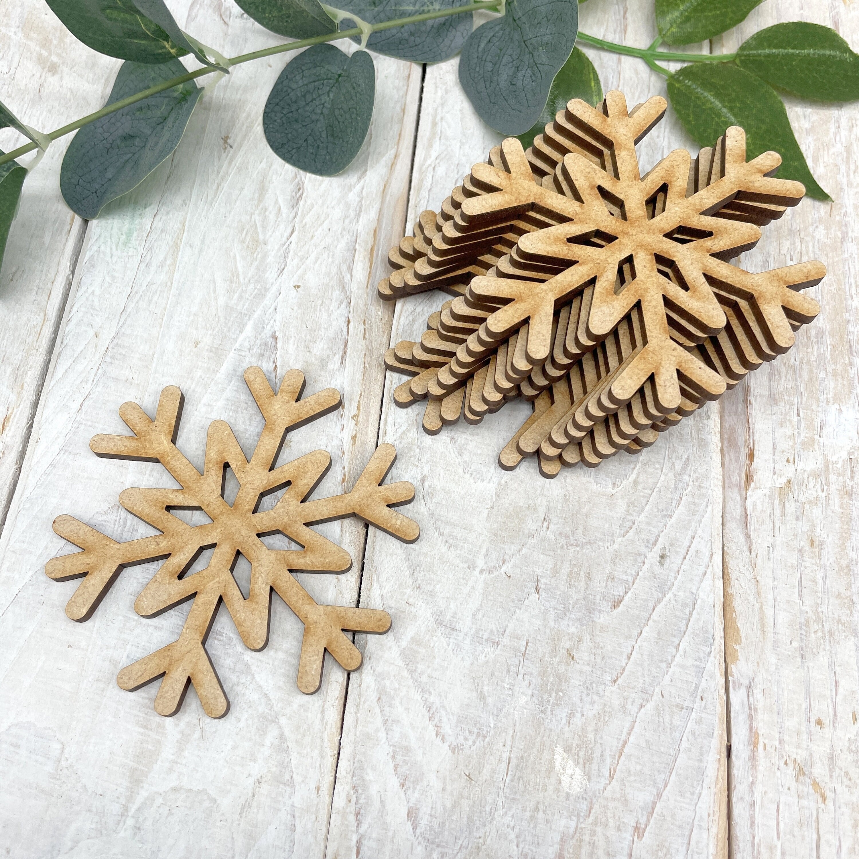 Wooden Snowflakes Set of 12 MDF Christmas Crafts Ornaments Blank Shapes  Festive Home Decoration