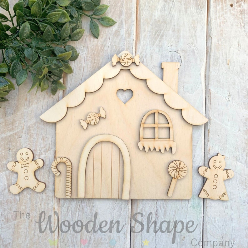 Laser Cut Birch Plywood Wooden Ginger Bread House Christmas Etsy