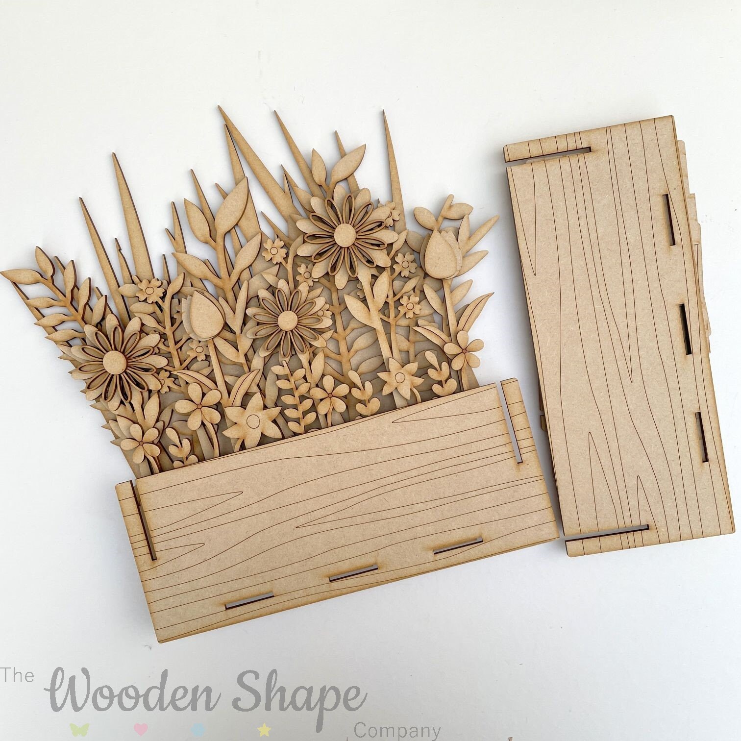 Craft MDF Wooden Laser Cutting Cut-Out Flower Design (5.5x5.5x0.3 Cm)
