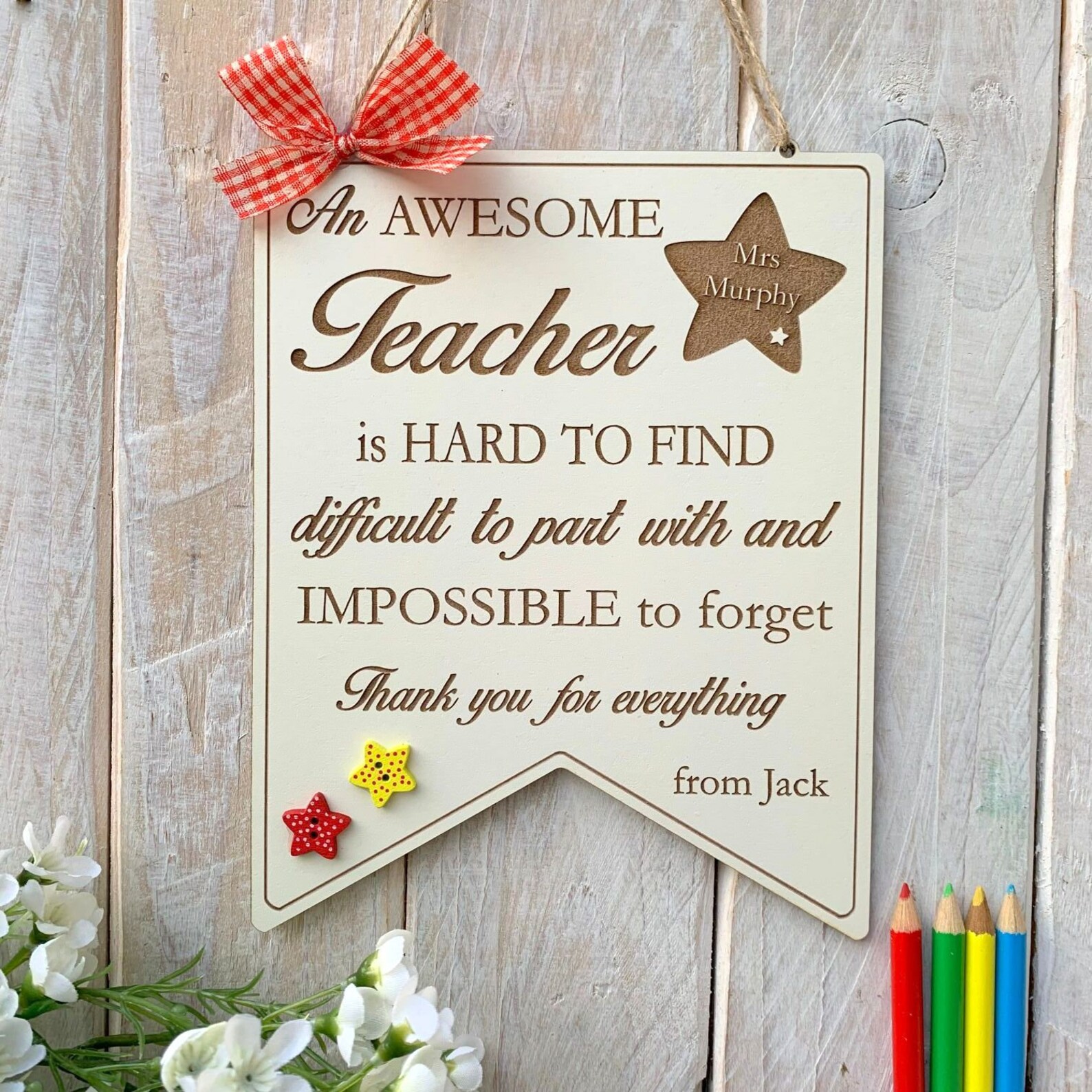 Unique Awesome Teacher Plaque Personalised Teacher Gift Etsy