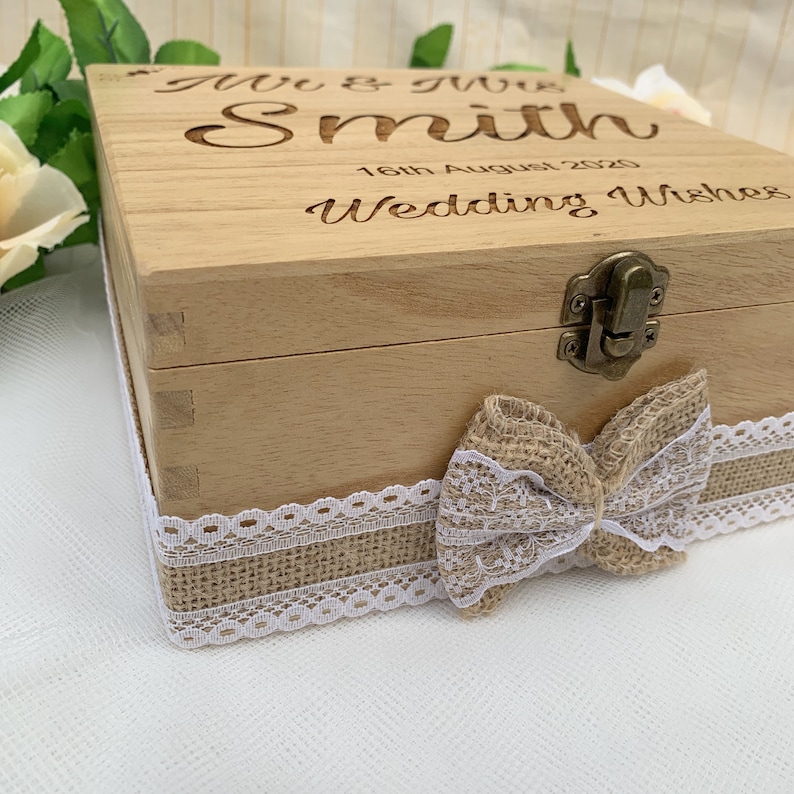 Wedding Guest Book Alternative Drop in Wish Box Wishes Wood Rustic Vintage Wedding image 4