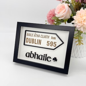 Personalised Irish Road Sign Frame, Irish Town, Landmark, Irish Direction Arrow, Made in Ireland, Irish Home Gift, Abhaile