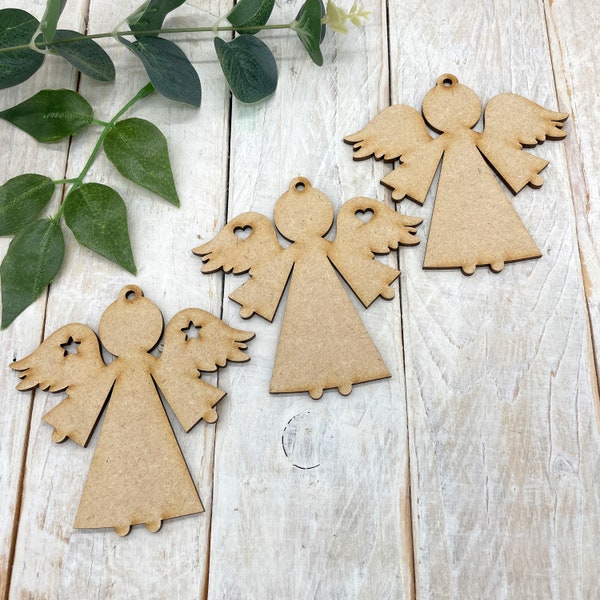 Weihnachten MDF Verschönerung Handwerk Form, Holz Rohling DIY Dekoration 5er Pack Engel