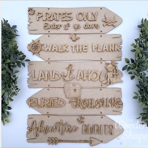 Blank Craft Kit Lasergesneden houten MDF-richtingsteken Themakamer Deurbord Piraat Themakamerbord