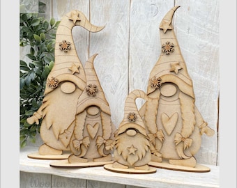 MDF Laser Cut Freestanding 25cm Nordic Gnome Christmas Gonk Gnome Boy Girl