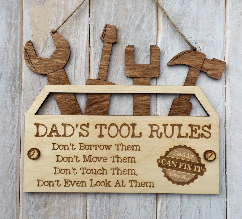 Personalised Fathers Day Gift for Dad Dad's Tool Rules Etsy