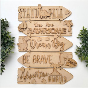 Blank Craft Kit Laser Cut Legno MDF Direction Sign Theme Room Sign Dinosaur Room Sign