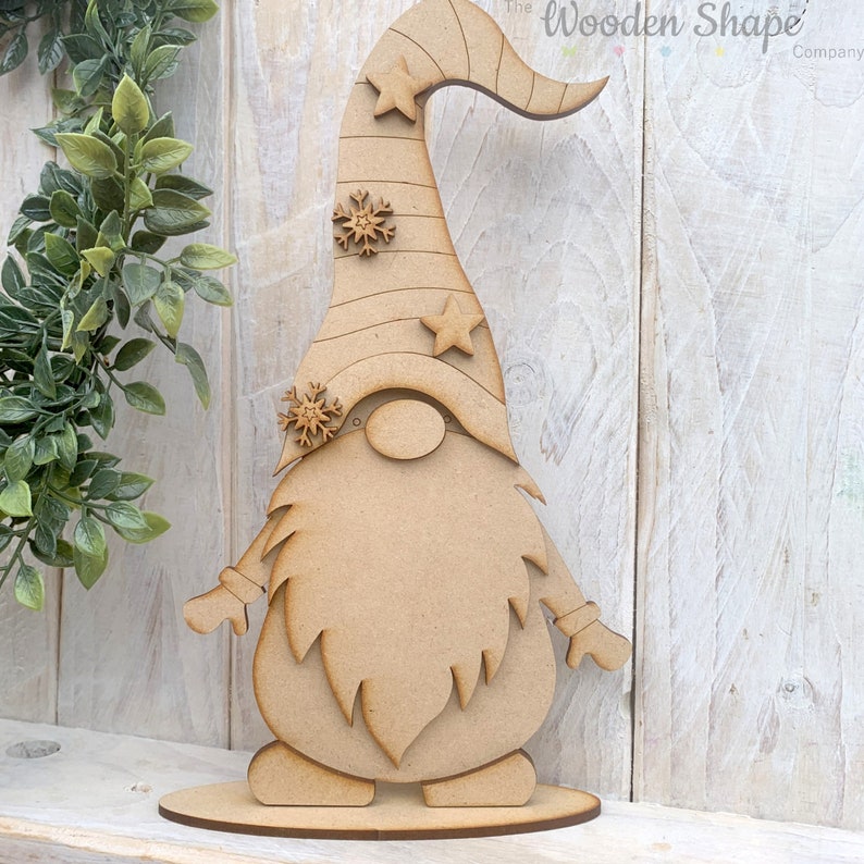 Mdf Corte Láser Independiente 25 Cm Gnomo Nórdico Navidad