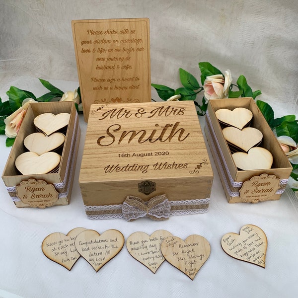 Wedding Guest Book Alternative Drop in Wish Box Wishes Wood Rustic Vintage Wedding