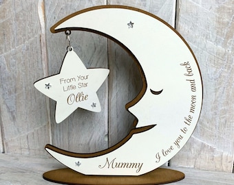 Unique Mothers Day Gift Love you to the moon and back Moon and star special gift