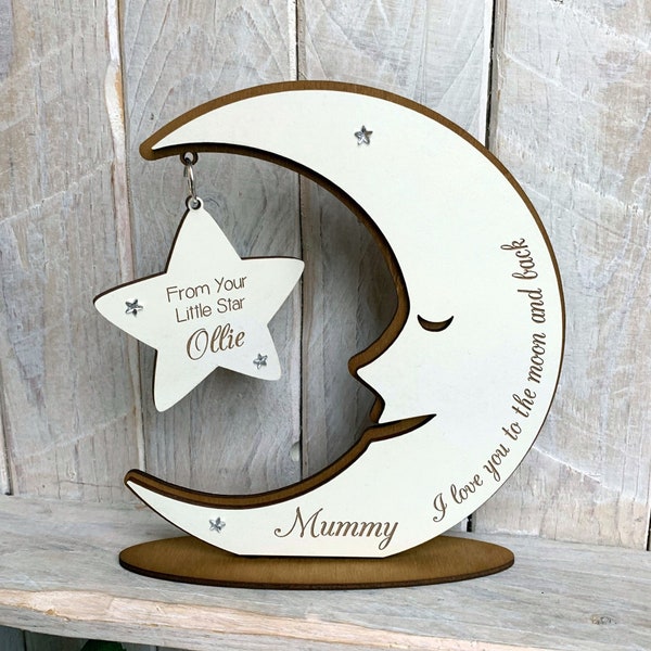 Unique Mothers Day Gift Love you to the moon and back Moon and star special gift