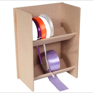 Wooden MDF Ribbon Holder Rack, Craft Room Ribbon Holder Tidy
