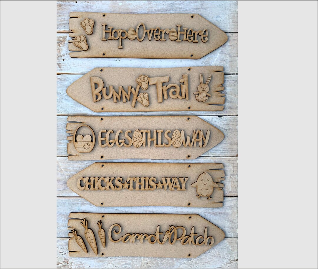 Blank Craft Kit Laser Cut Wooden MDF Direction Sign Easter Direction ...
