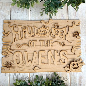 Personalised Halloween at the Family Surname Craft Kit Layered MDF Halloween Decoration