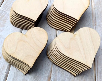 Birch Plywood Laser Cut Wooden Hearts Wish Box Wedding Wishes Hearts 7.5cm