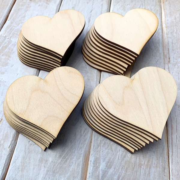 Birch Plywood Laser Cut Wooden Hearts Wish Box Wedding Wishes Hearts 7.5cm