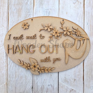 Mdf Laser Cut Craft KIT DIY Wooden Craft Kit Creative Craft Pack Sloth Hang Around Plaque