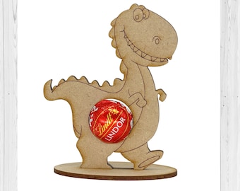 MDF Easter Lindt Chocolate Holder Wood Craft Blank Shape Lindt Chocolate Decoration Dinosaur on Stand