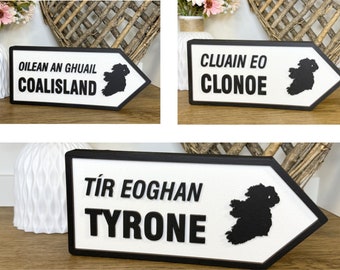 Personalised Irish Road Sign | Custom Street Sign | Irish Family Home Plaque | Old Irish Road Arrow