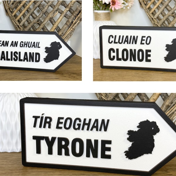 Personalised Irish Road Sign | Custom Street Sign | Irish Family Home Plaque | Old Irish Road Arrow