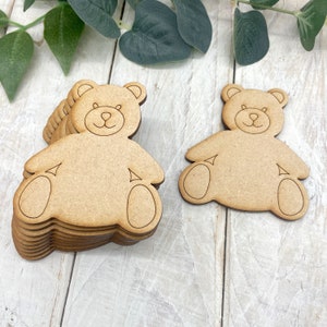 Baby MDF Embellishments Craft Shape, Wood Blank DIY Decoration Baby Wooden Shapes Baby Teddy